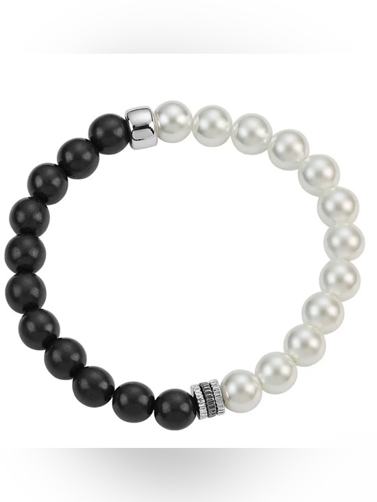 Park Lane Jewelry - NWT Park Lane Noir Black and White Beaded Bracelet with Silver Accents